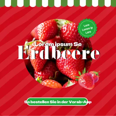 Werbung für eine einfache Bestellung von roten Erdbeeren