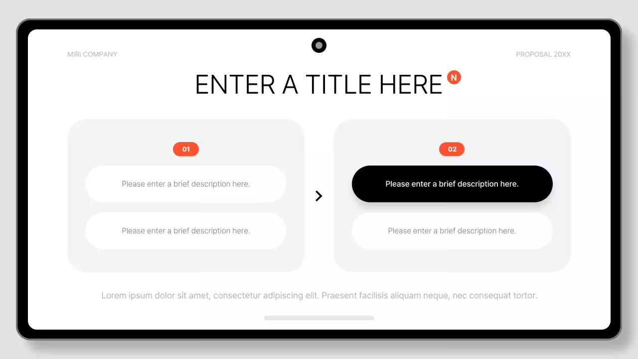 검정색과 흰색의 깔끔한 태블릿 패드 비즈니스 제안서