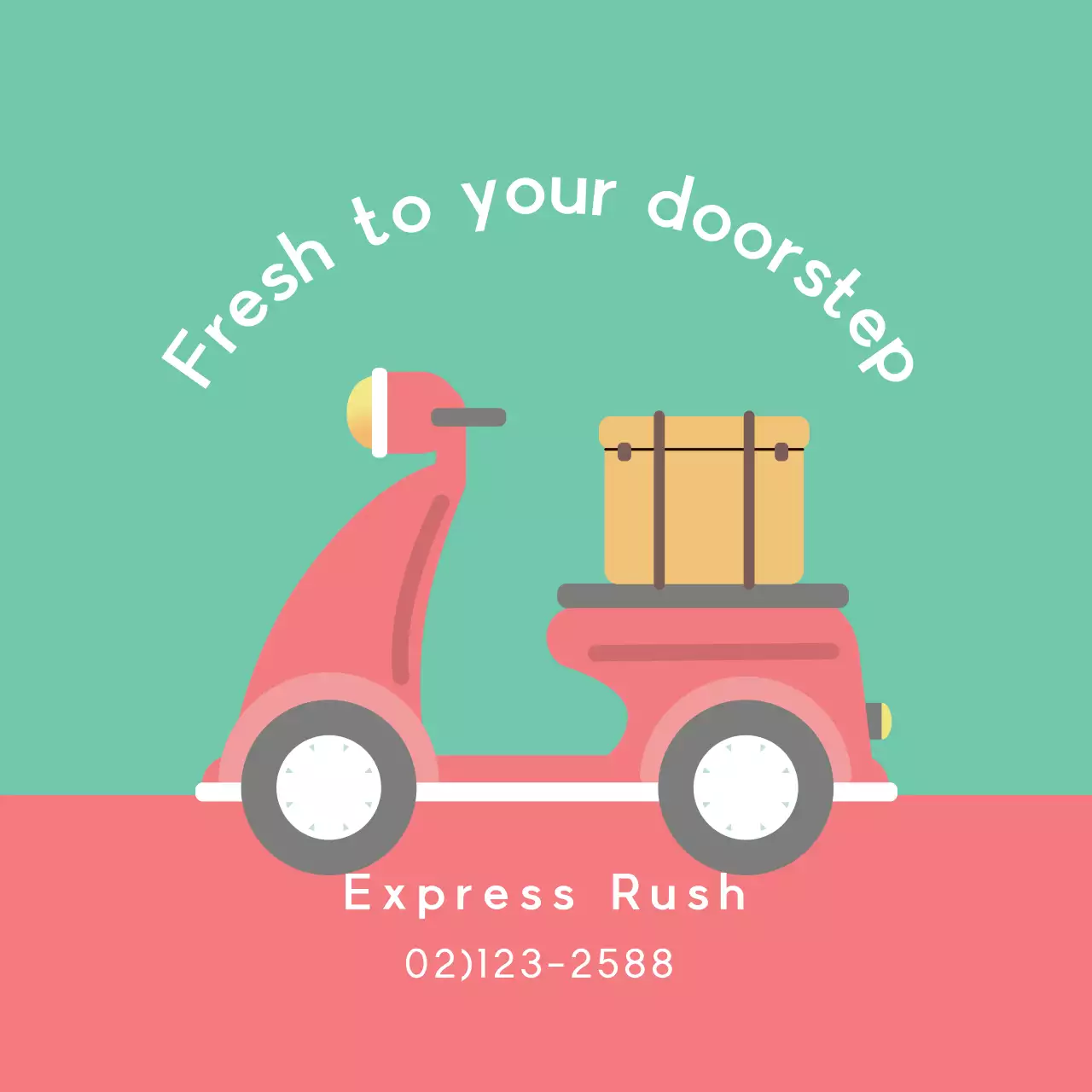 Ilustrasi warna hijau merah muda promosi pengiriman yang rapi