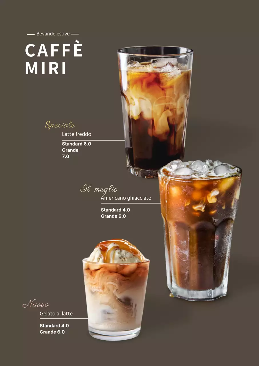 Semplice striscione per bevande estive in marrone per un bar