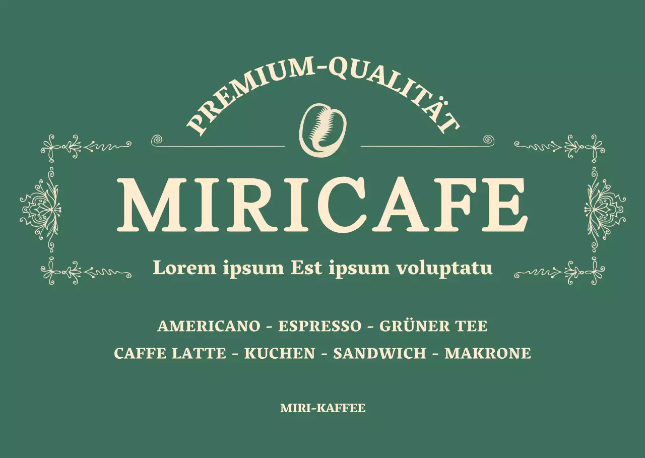 Öffnungszeiten für dieses gehobene grün-gelbe Rahmenkonzept-Café