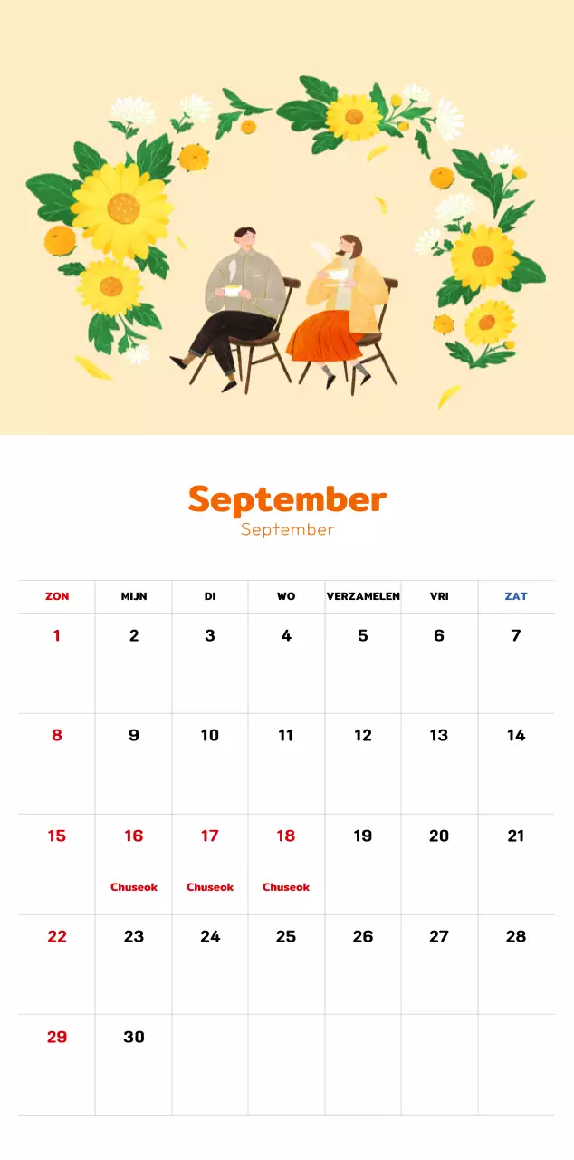 Een warme, geïllustreerde nieuwjaarskalender