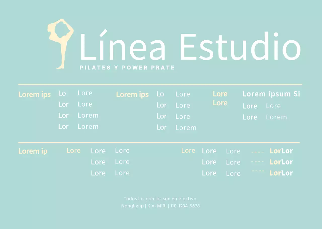 Mint Simple Pilates Tablero de Menú Soporte Acrílico