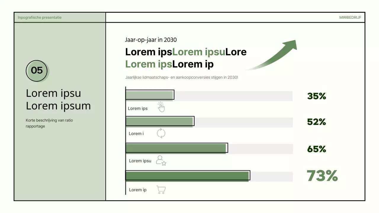 Eenvoudige vormen in groen en beige zakelijke infografische presentatie
