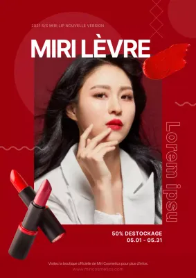 Promotion du lancement du nouveau rouge à lèvres d'une marque de cosmétiques à l'aide d'un cadre rouge fort.