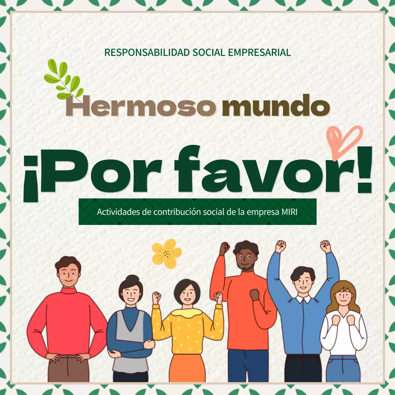 Promover la responsabilidad social de las empresas con texturas verdes y marrones