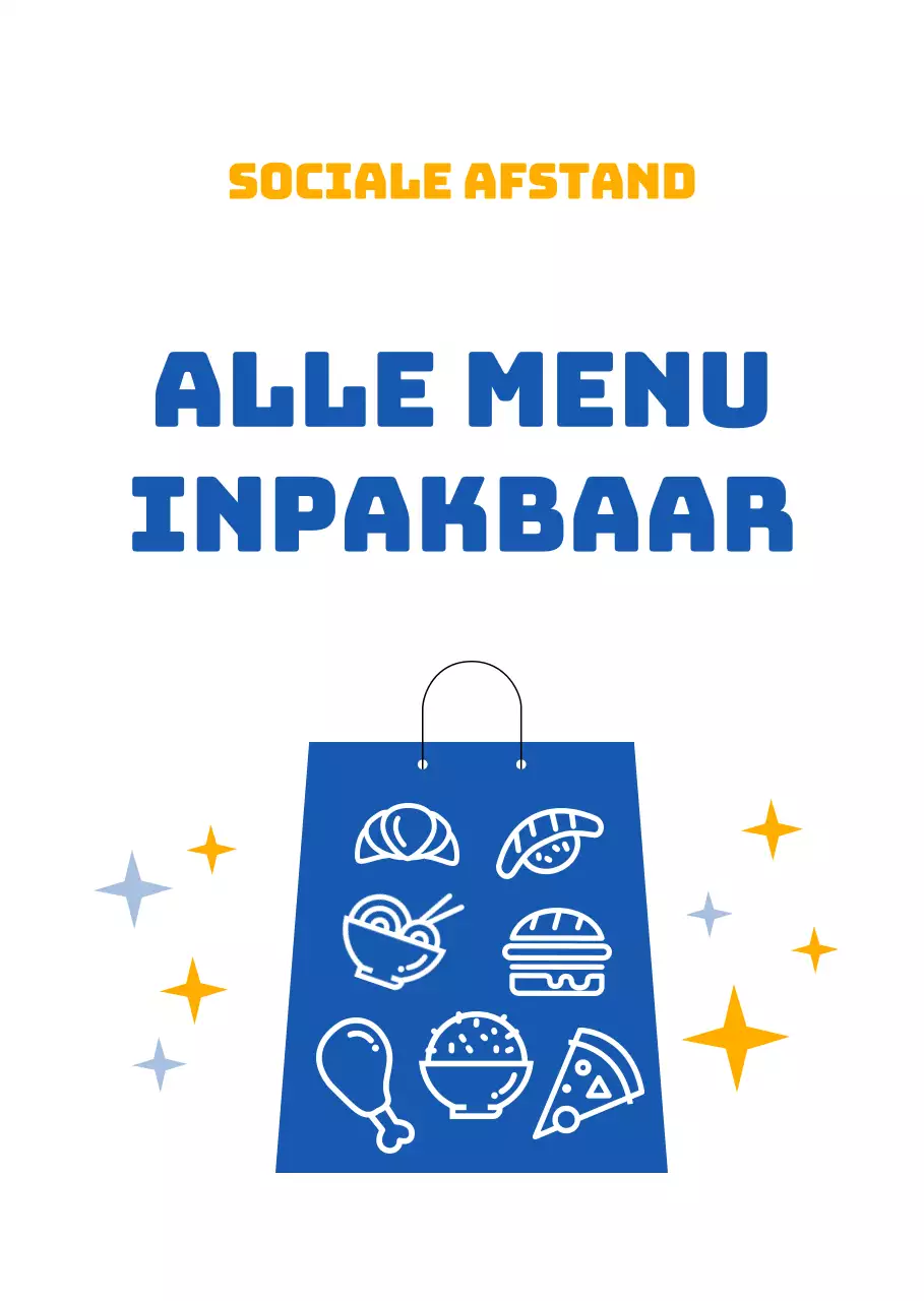 Helder geïllustreerd concept in blauw en geel als leidraad voor afstand en verpakking