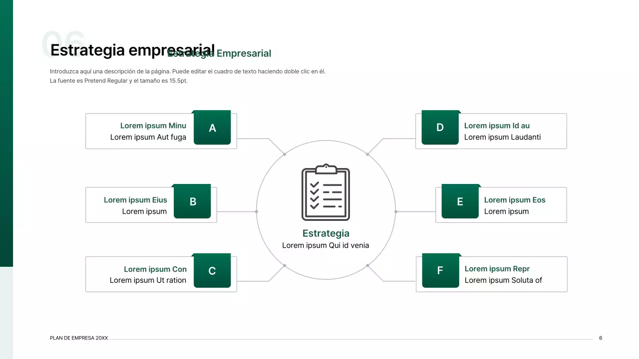 Kit de presentación de plan de negocio con un concepto de índice degradado en verde