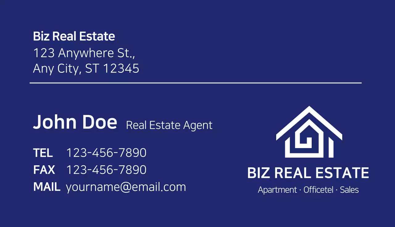 Navy Modern Real Estate Business Card