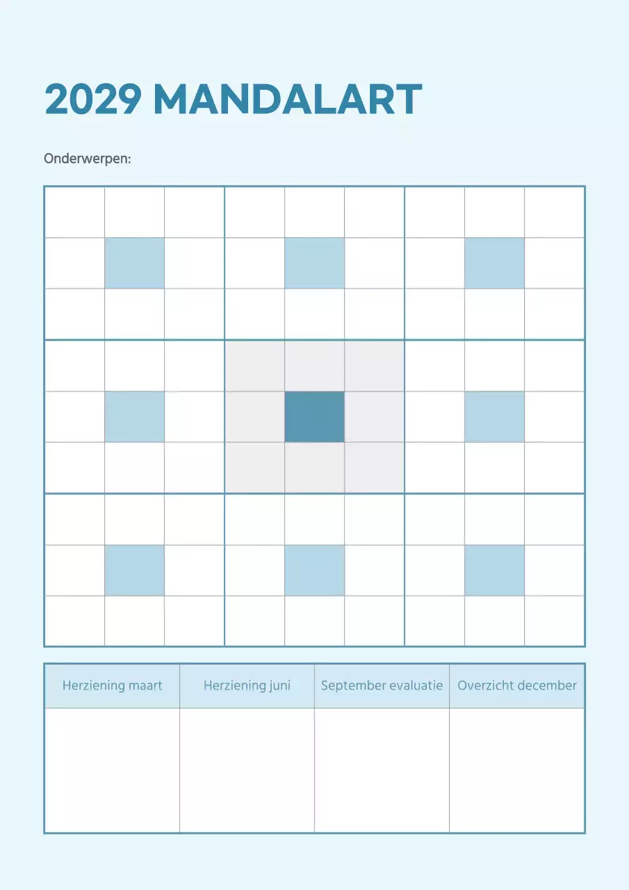 Een eenvoudige mandala in lichtblauw en wit