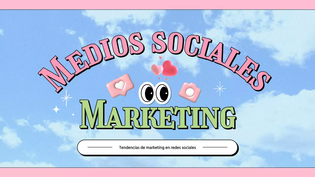 Tendencias del sector del marketing en redes sociales con fondo azul claro
