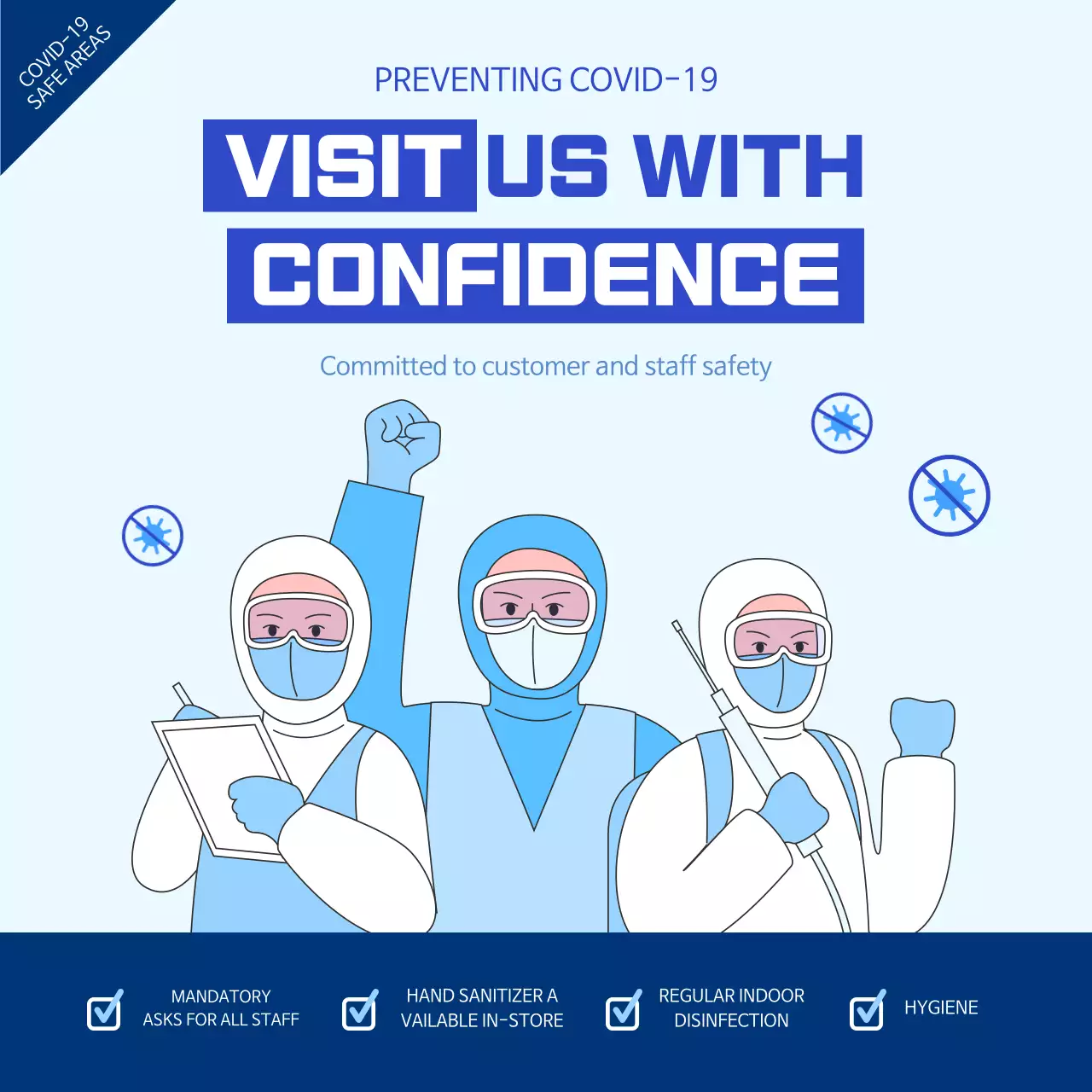 Blue Modern Safety Promotion Social Media Post