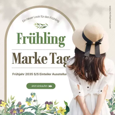 Frühlingskleider mit Blumenmuster in Beige und Grüntönen