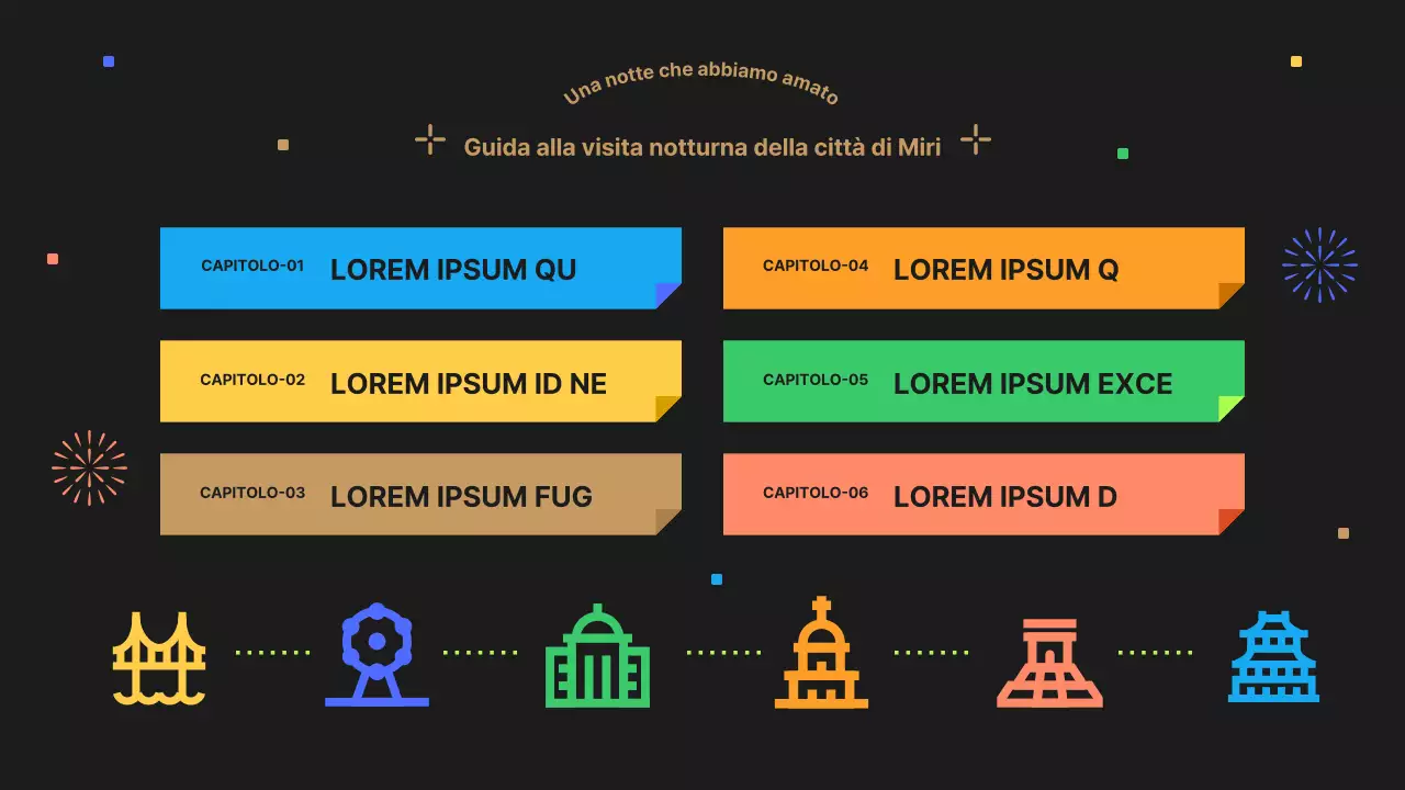 Una simpatica guida turistica notturna nera e colorata