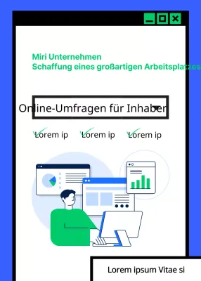 Blue Tone Internet Window Concept Schaffung eines guten Arbeitsplatzes Träger Online-Umfrage