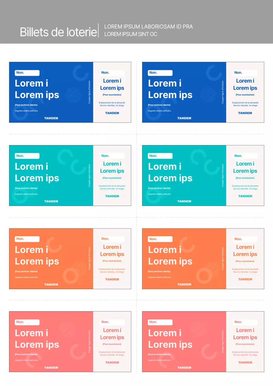 Documentation sur les sweepstakes bleu, menthe, orange et corail