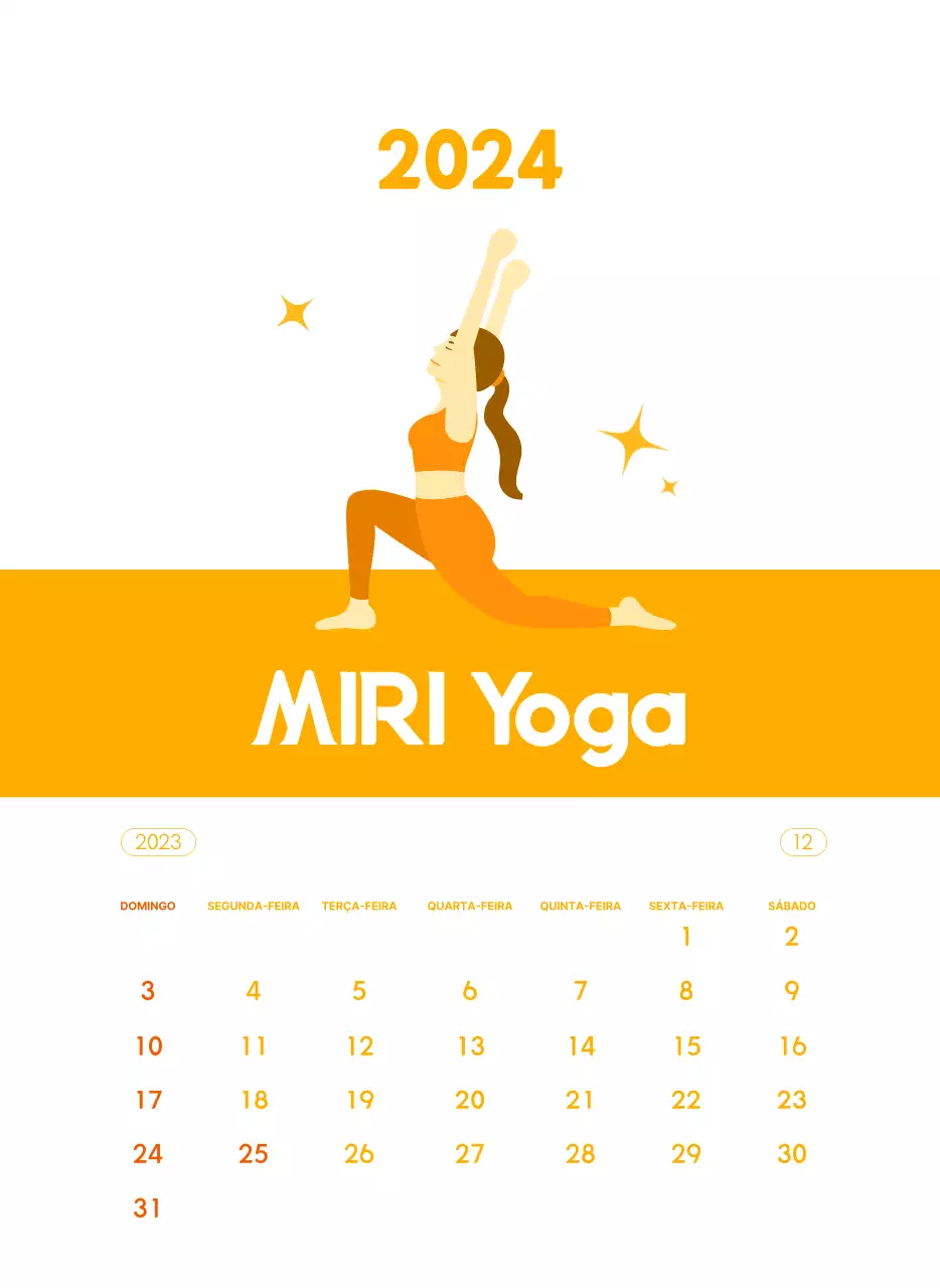 Calendários cor de laranja para oferecer em promoções no seu estúdio de ioga.