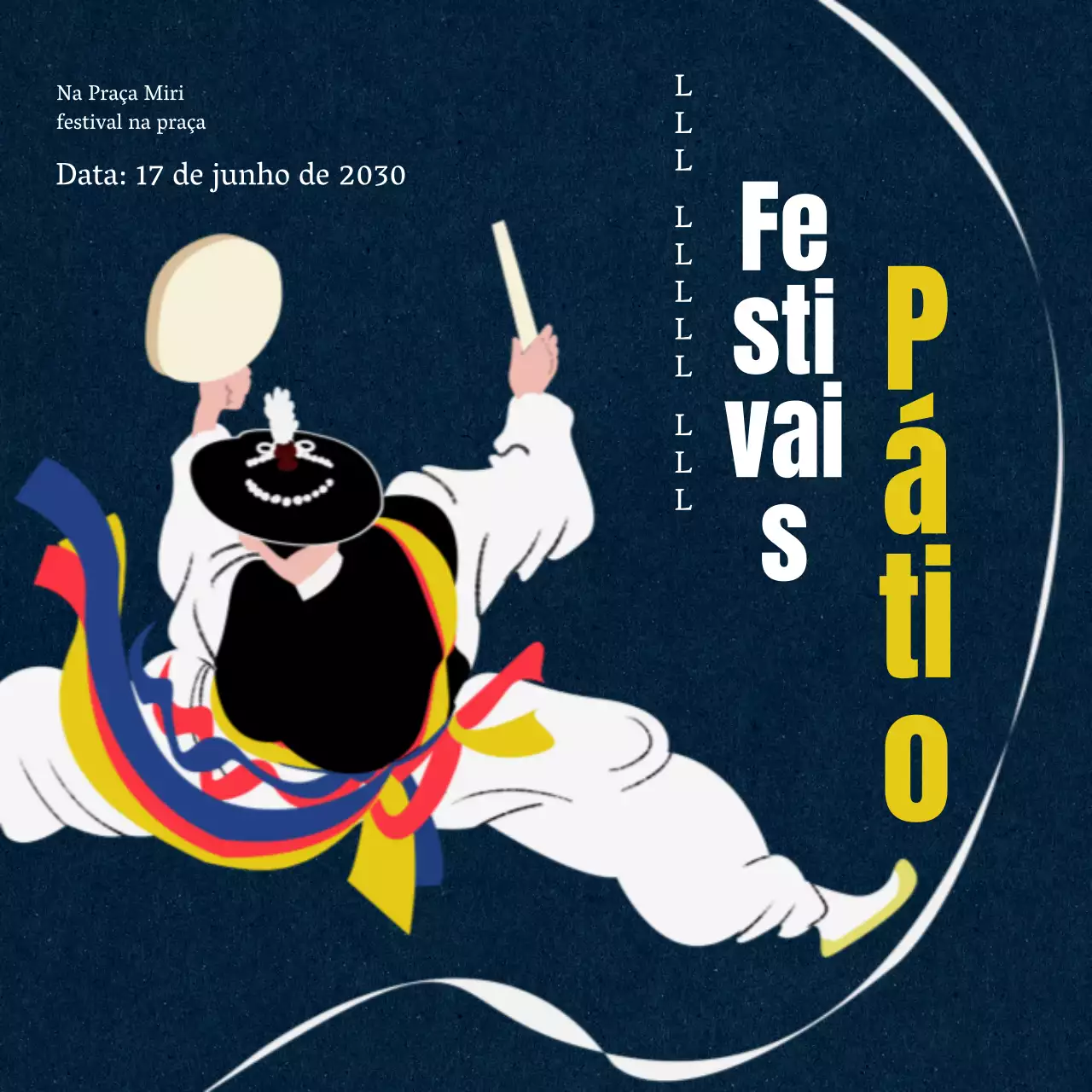 Ilustração a azul e branco do recinto de festas do Centro de Formação Contínua