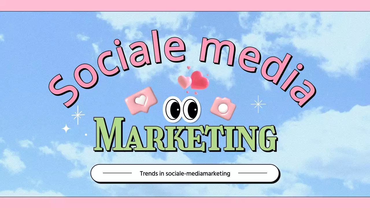 Kitscherige trends in de sociale-mediamarketingindustrie met een lichtblauwe achtergrond