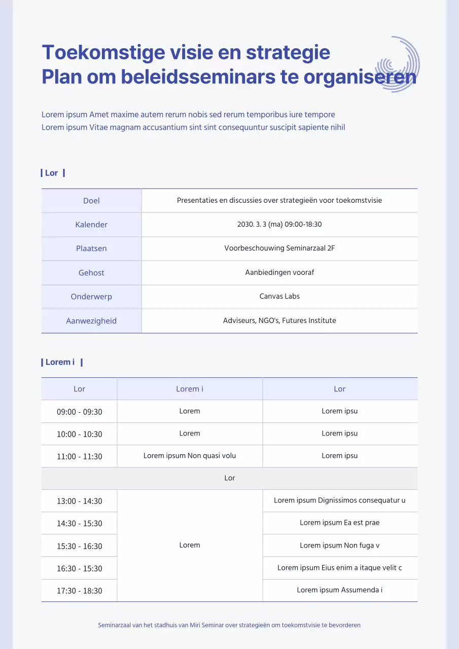 Een schone, blauwgetinte syllabus voor het seminar