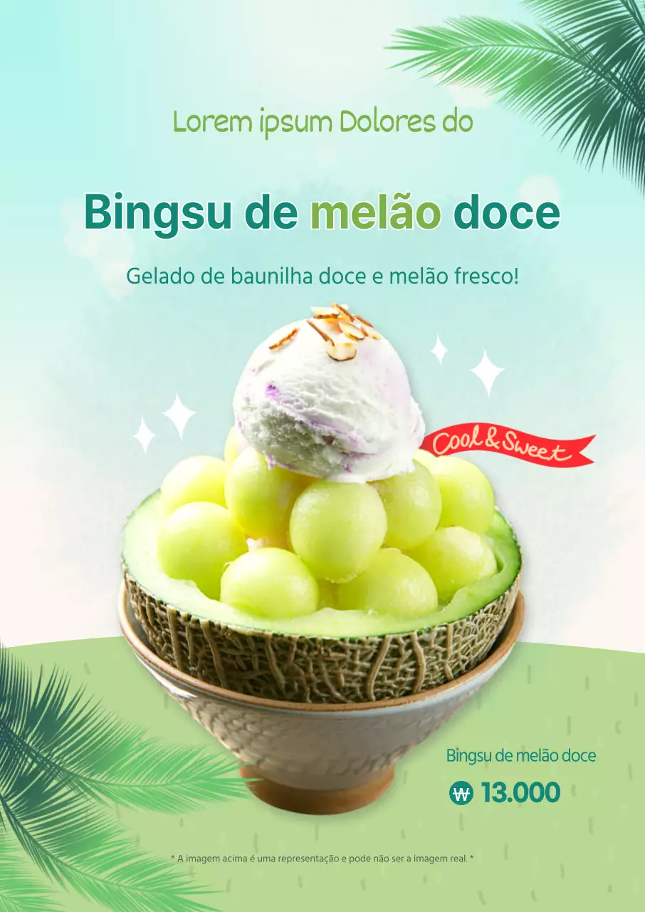 Gelo raspado verde-limão Cartaz de menu de café de verão fresco
