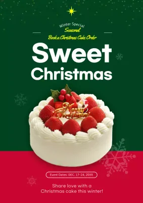 Green Festive Cake Promotion Poster