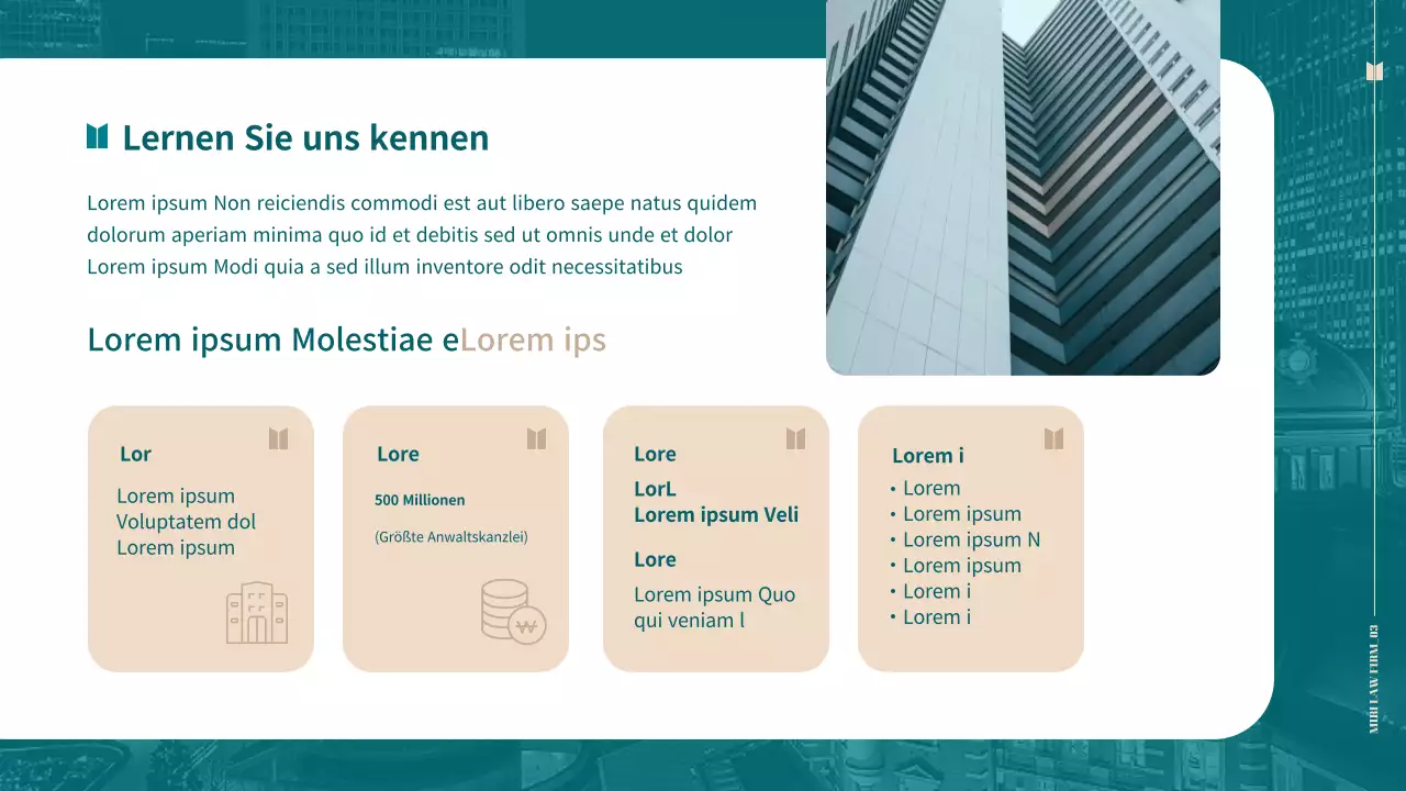 Professionelles Angebot einer Anwaltskanzlei mit einem einfachen türkisfarbenen Thema