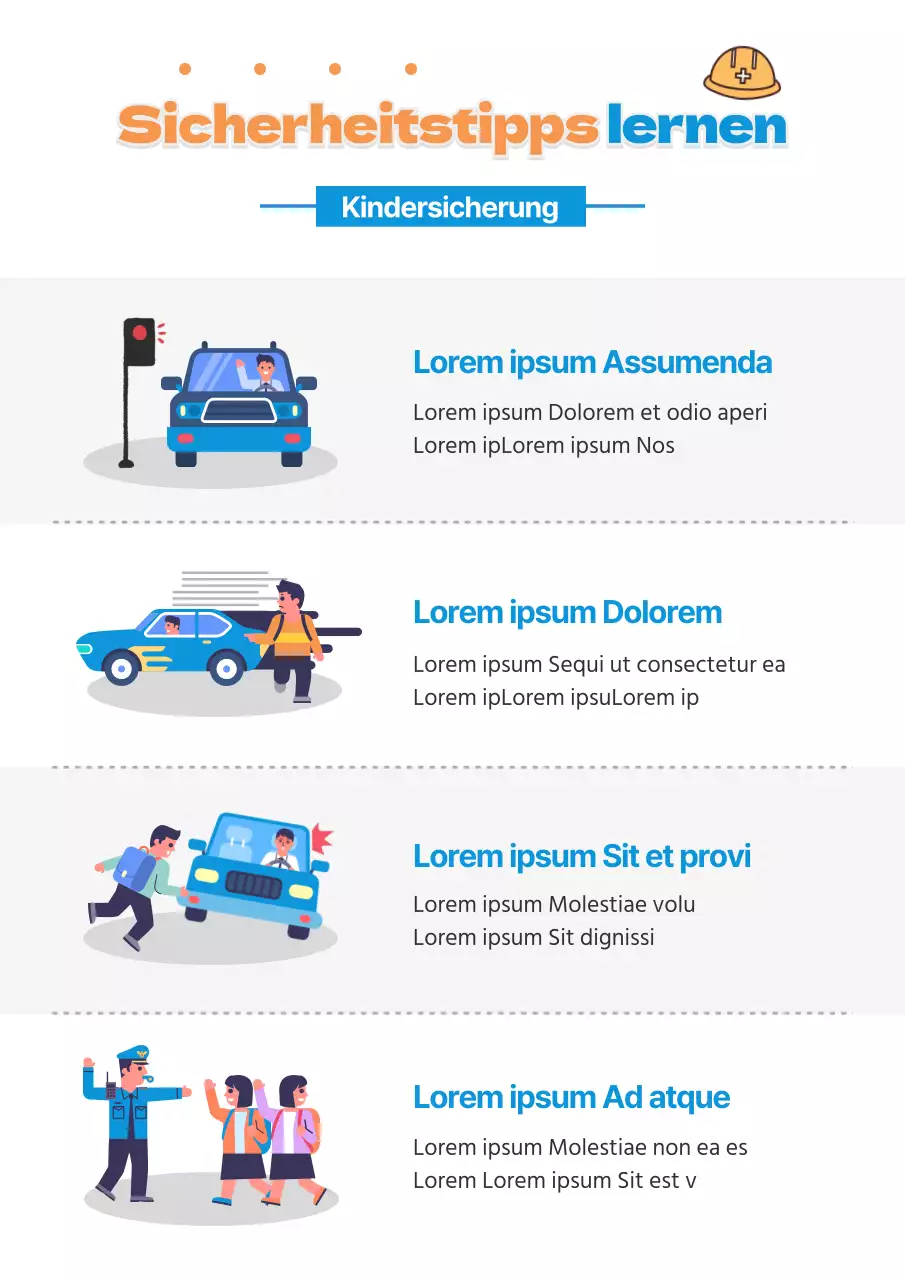 Blaue und gelbe saubere Verkehrssicherheitszeichen Vorlage