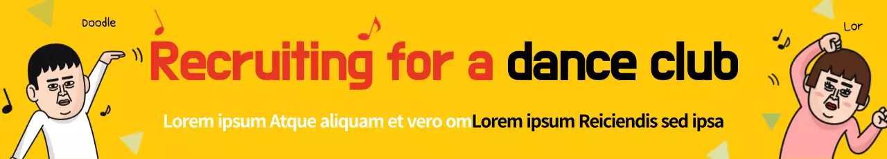 Faixa de recrutamento de dança em quadrinhos amarela
