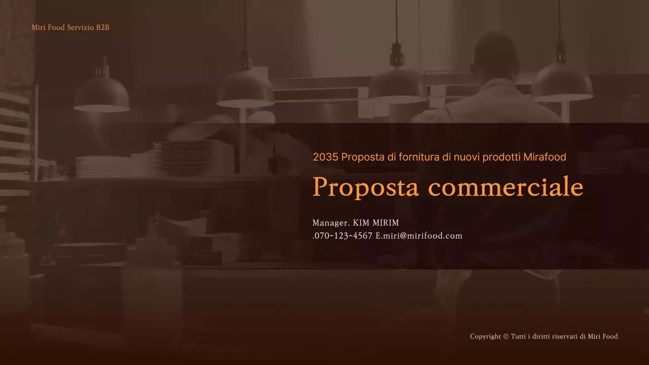 Proposta B2B per un nuovo prodotto alimentare in marrone e arancione