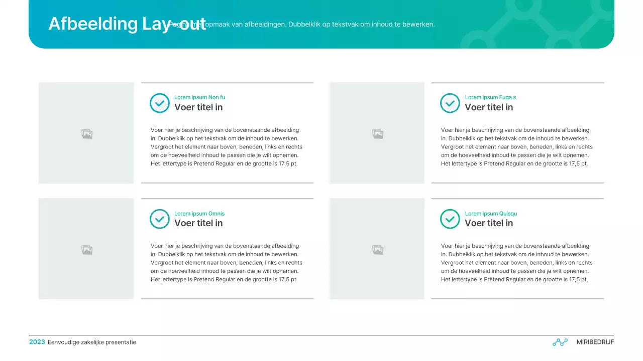 Eenvoudige zakelijke presentatie met kleurverloop in lichtblauw en groen