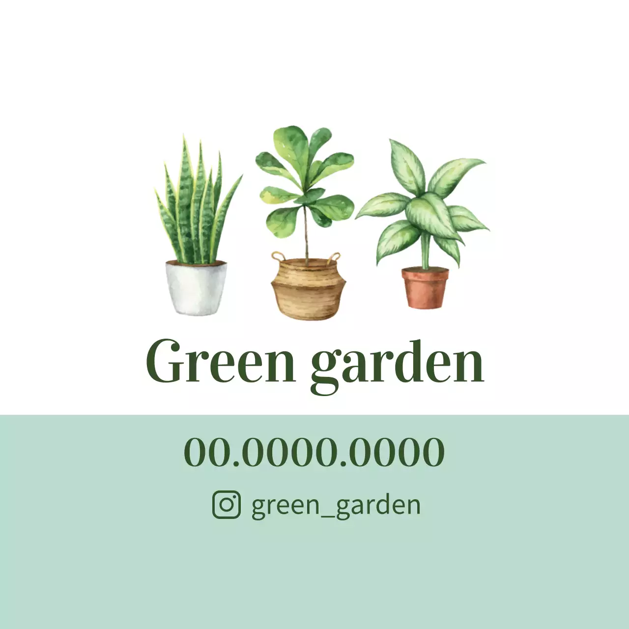 緑色のイラストのすっきりとした植物園ラベル