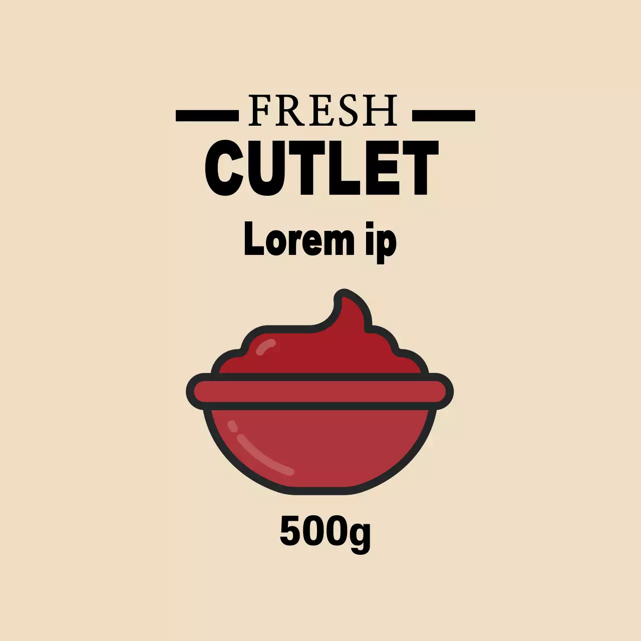 Ilustrasi Merah Krem Saus Tonkatsu Lucu Umsik