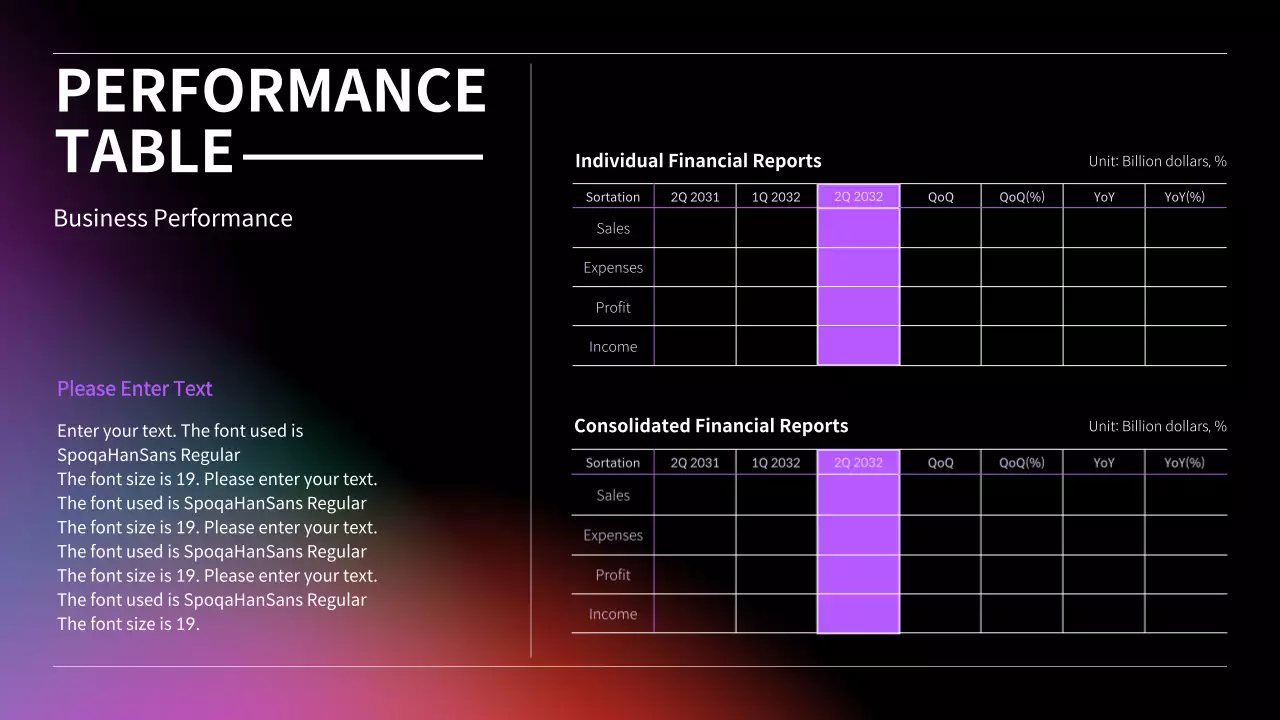 Black Modern Performance Report Infographic