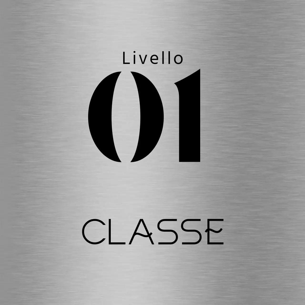 Semplice segnaletica segnaposto con testo nero del nome della classe scolastica