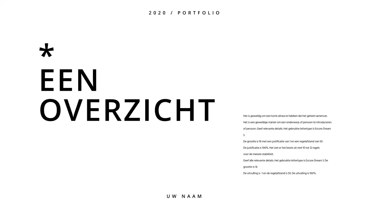 Een eenvoudige portfolio in wit en zwart