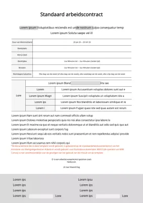 Standaard formulieren voor documentatie van arbeidsovereenkomsten