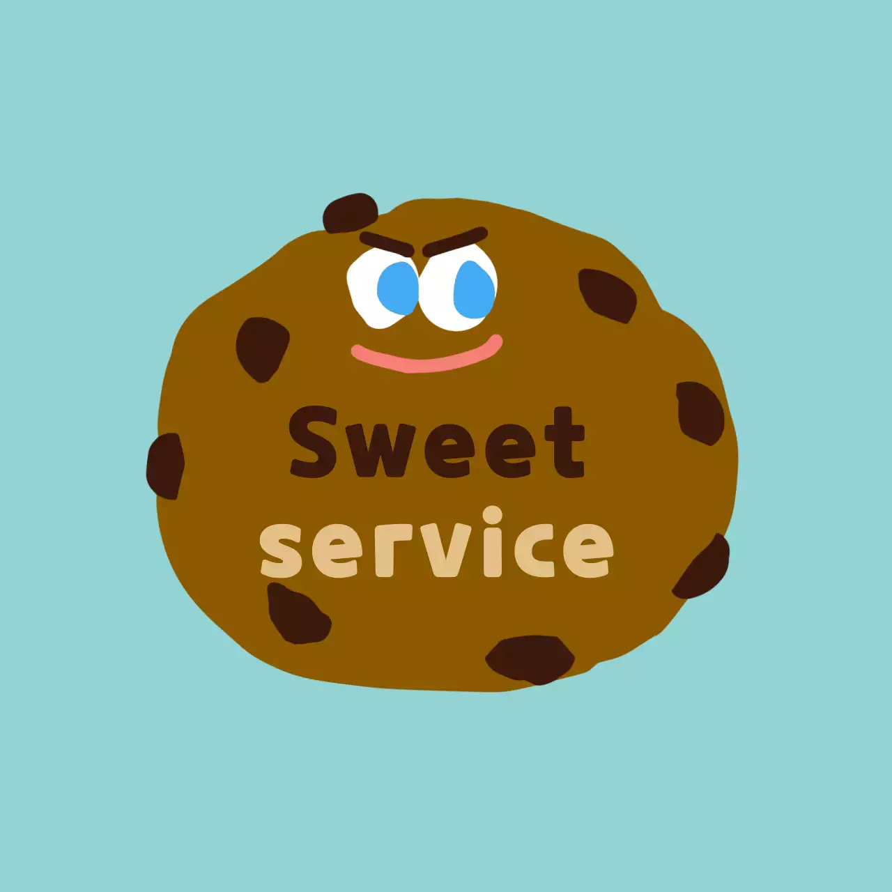 Ilustrasi kue yang lucu dalam warna mint dan cokelat