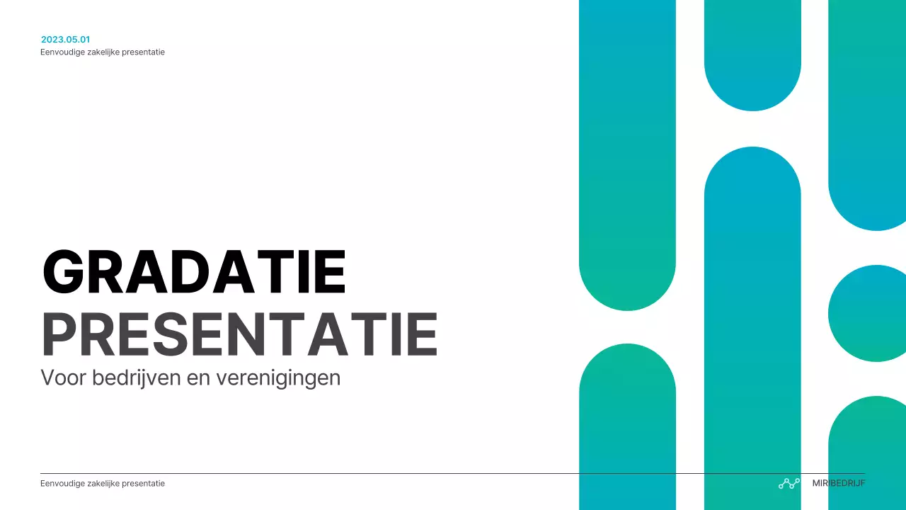 Eenvoudige zakelijke presentatie met kleurverloop in lichtblauw en groen