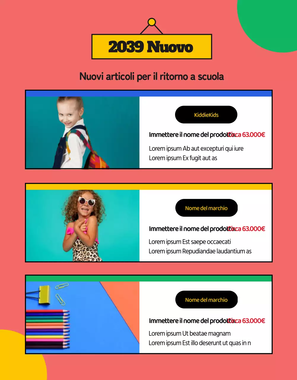 Una carrellata colorata e illustrata di articoli per il back-to-school preferiti prima del mercato.