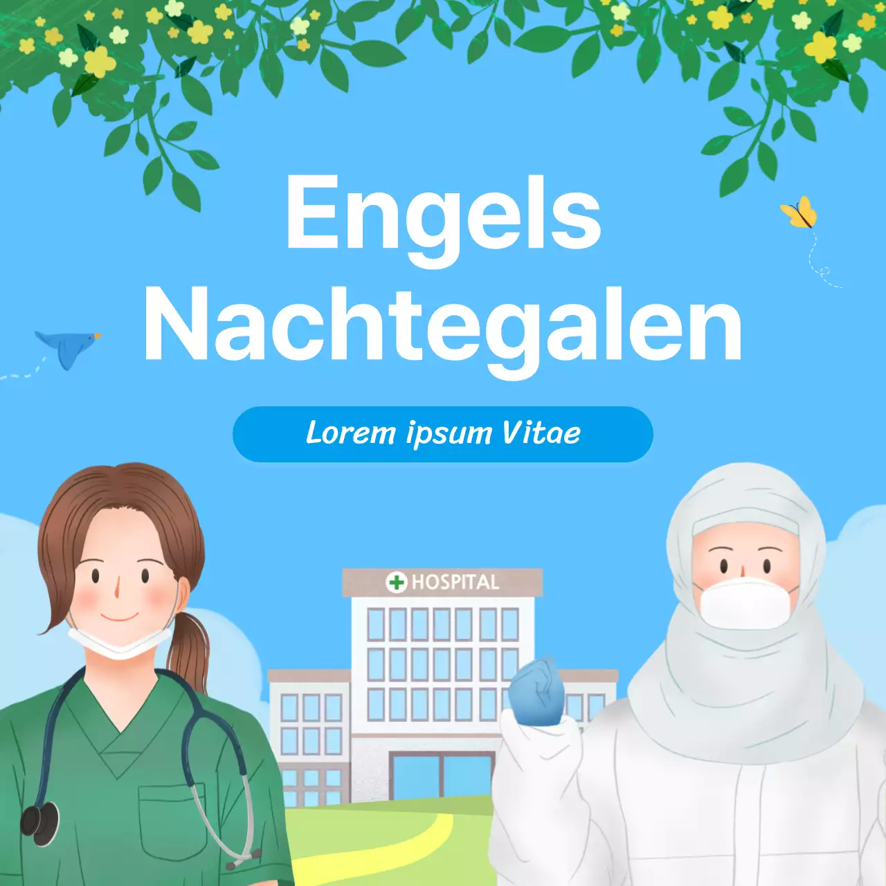 Wereldverpleegkundigenkaart in blauw nieuwsdesign