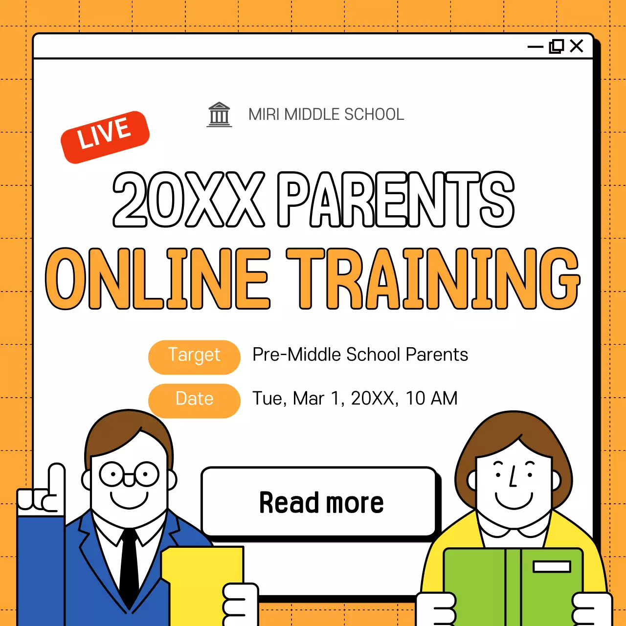 Orange Simple Training Announcement Social Media Post
