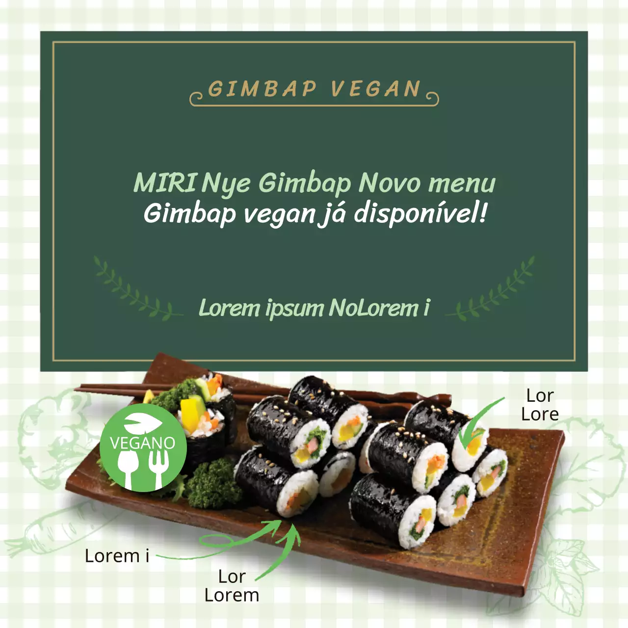 Evento de lançamento de um novo menu verde, limpo e vegan com desconto