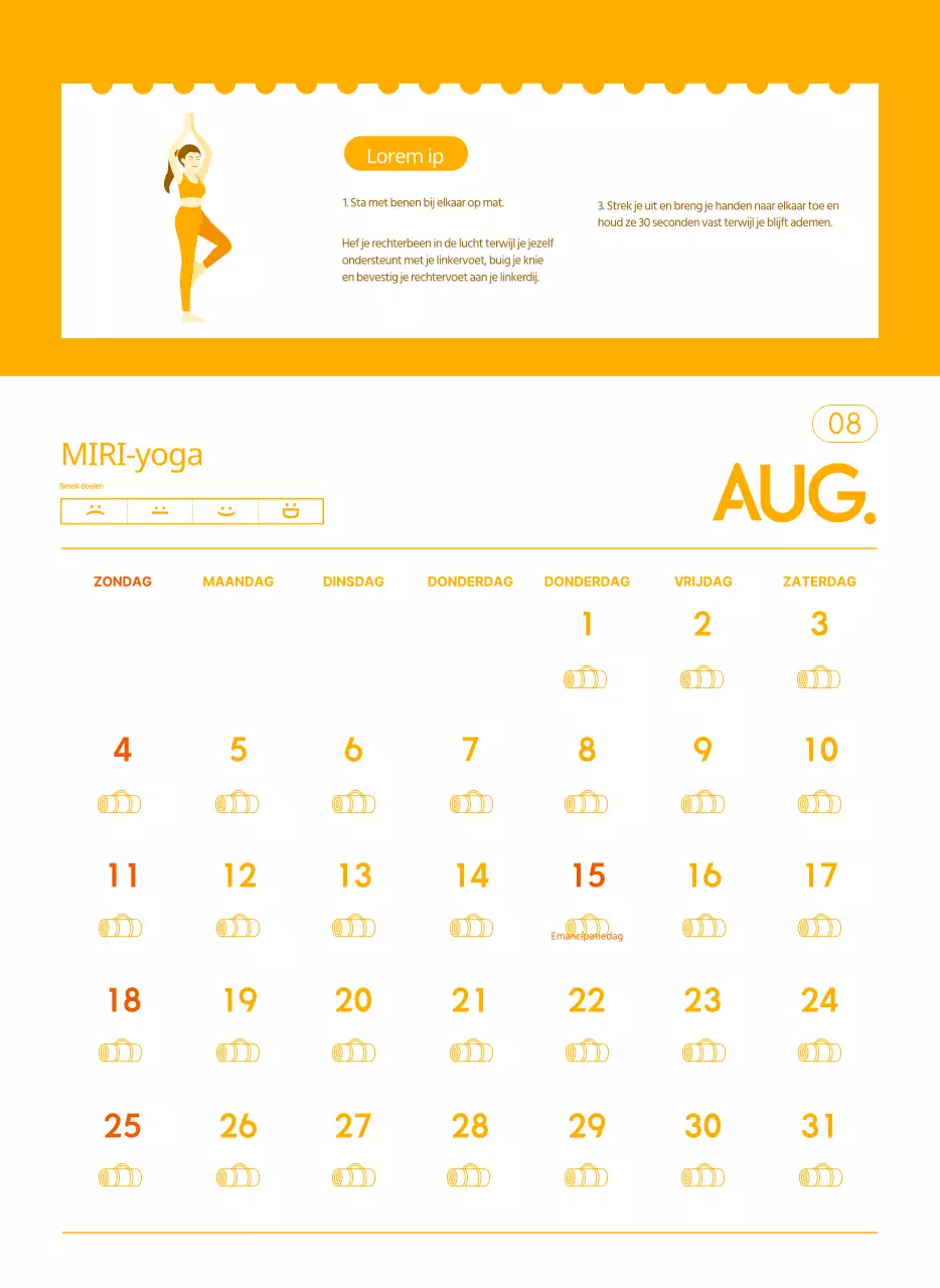 Oranje kalenders om weg te geven als je je yogastudio promoot