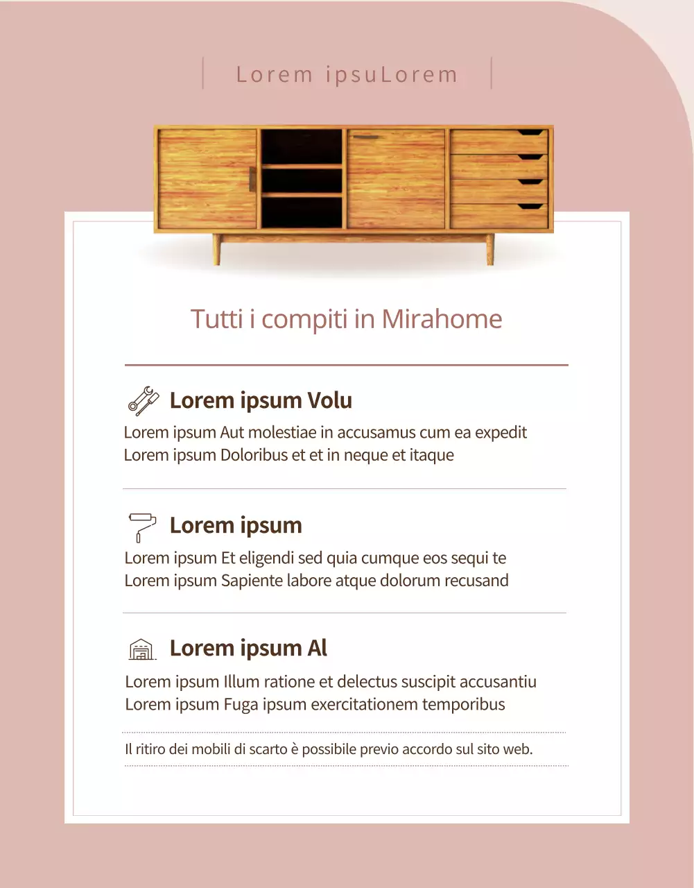 Promuovere una riparazione di mobili caldi e lussuosi in rosa pastello (pagina di dettaglio)