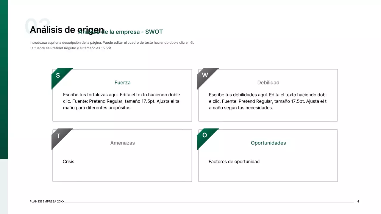 Kit de presentación de plan de negocio con un concepto de índice degradado en verde