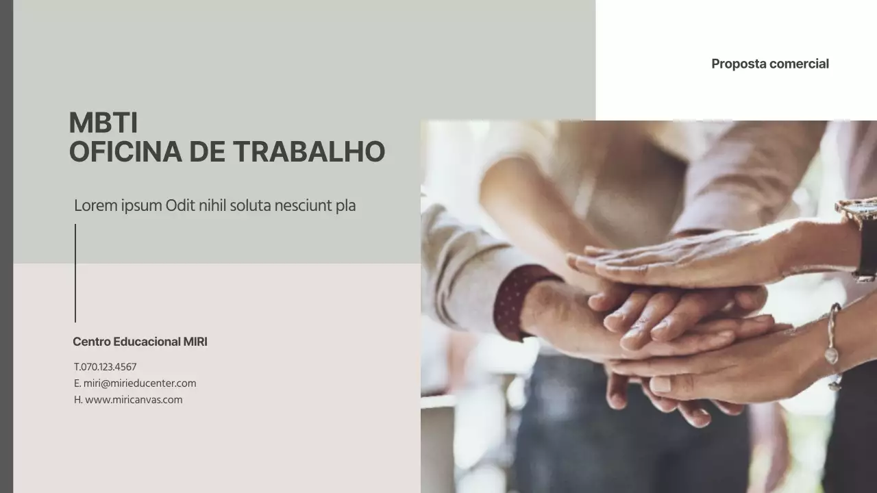 Proposta de aula MBTI empresarial em bege claro e verde