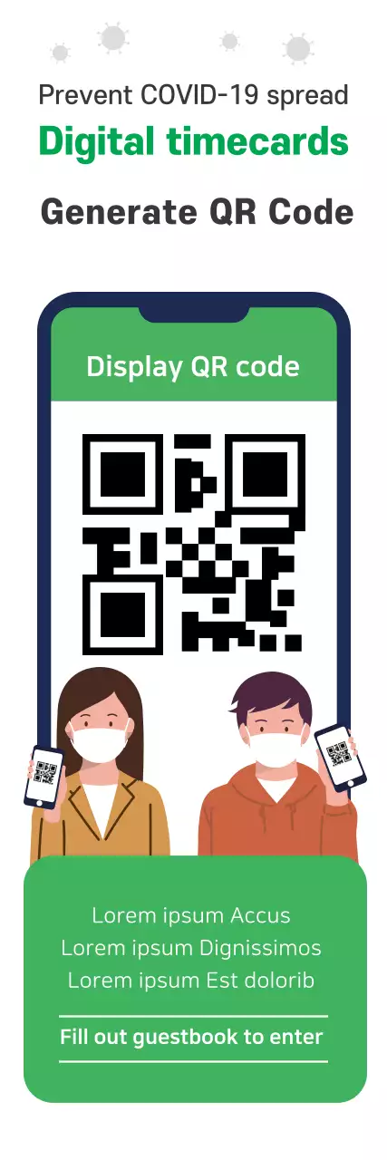 Green Illustration Clean Coronavirus Sign-in Label