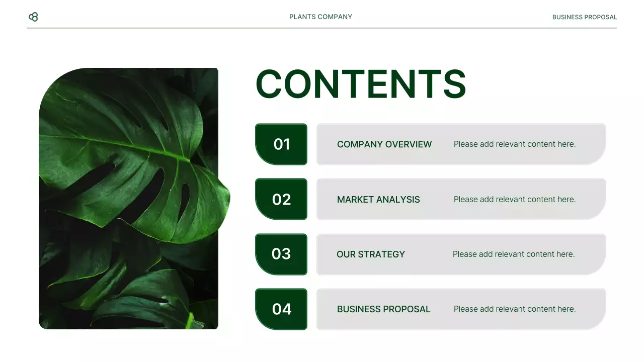Business business proposal in white and green natural leaf concept