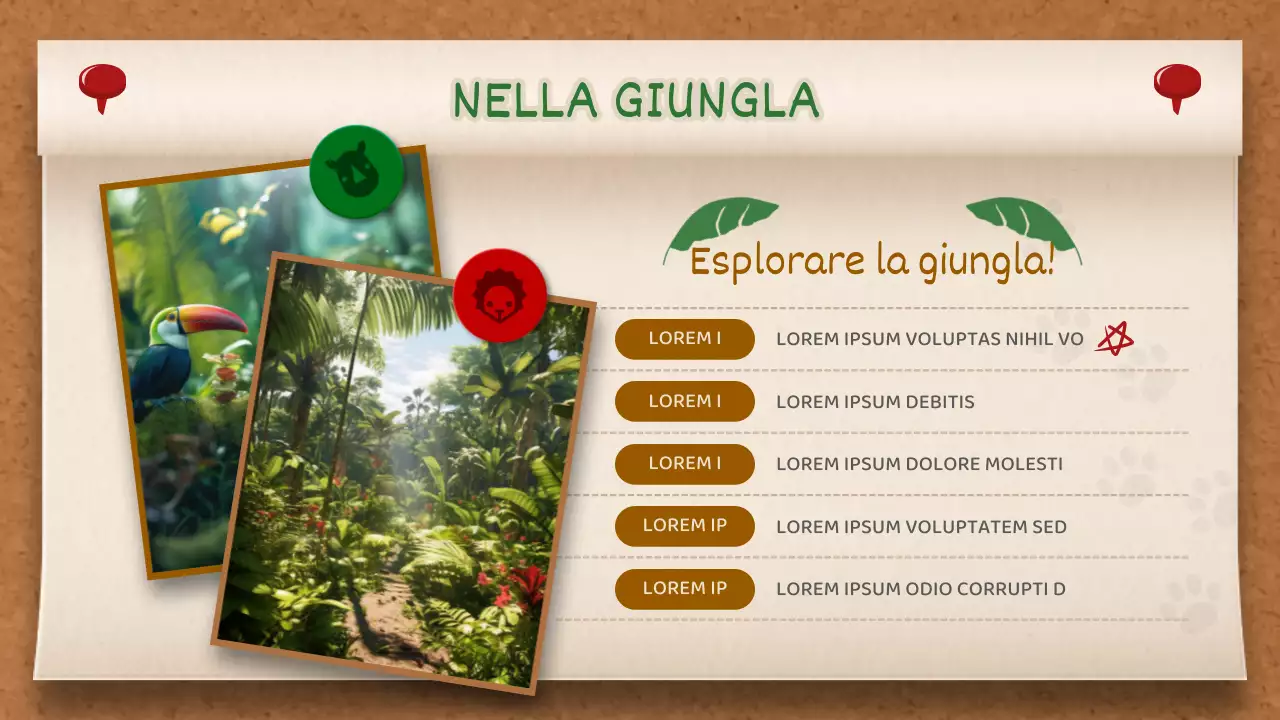 Lavagna per appunti marrone e verde Concept Jungle Story
